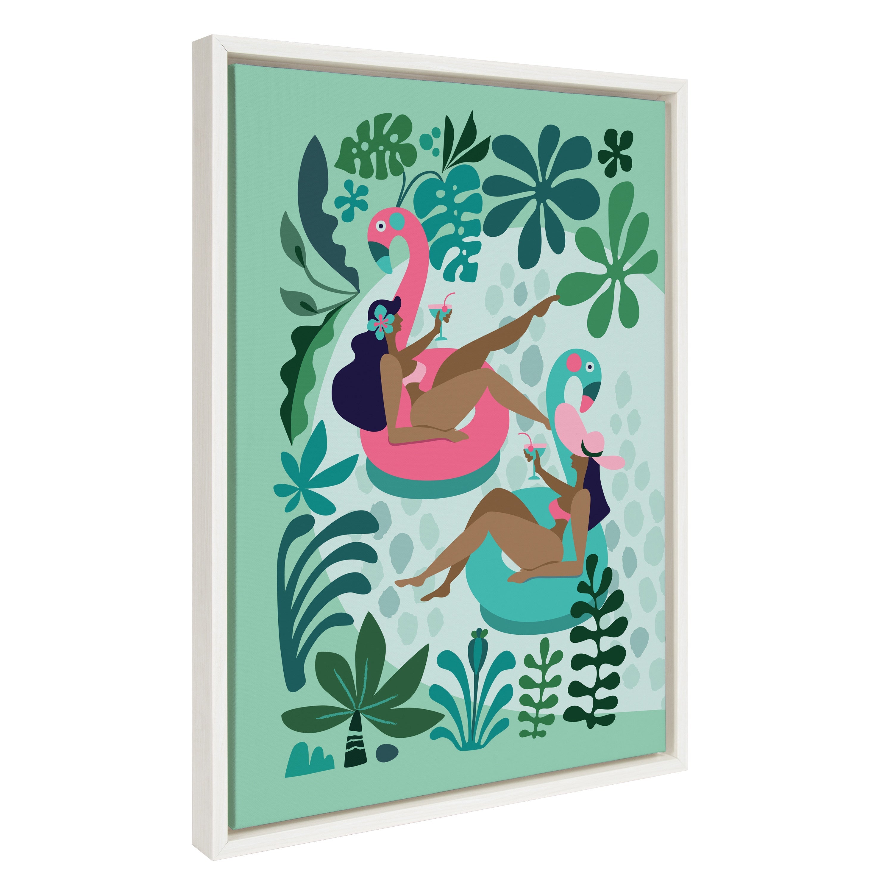 Sylvie Mid Century Modern Girl Friends Framed Canvas by Rachel Lee of My Dream Wall