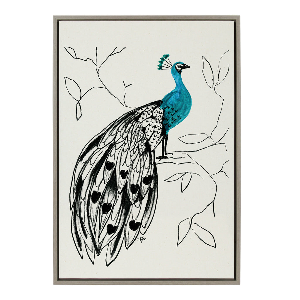 Sylvie 658 Peacock Framed Canvas by Teju Reval of SnazzyHues