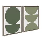Sylvie Earthy Boho Geometric 1 Olive Green and Earthy Boho Geometric 2 Sage Green Framed Canvas by The Creative Bunch Studio