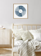 Sylvie Record Blue Framed Canvas by Statement Goods