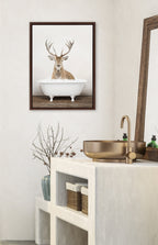 Sylvie Male Deer in Rustic Bath Framed Canvas by Amy Peterson Art Studio