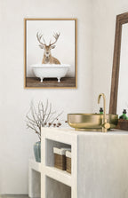 Sylvie Male Deer in Rustic Bath Framed Canvas by Amy Peterson Art Studio