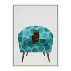 Sylvie 9 Teal Chair Framed Canvas by Planet Cat
