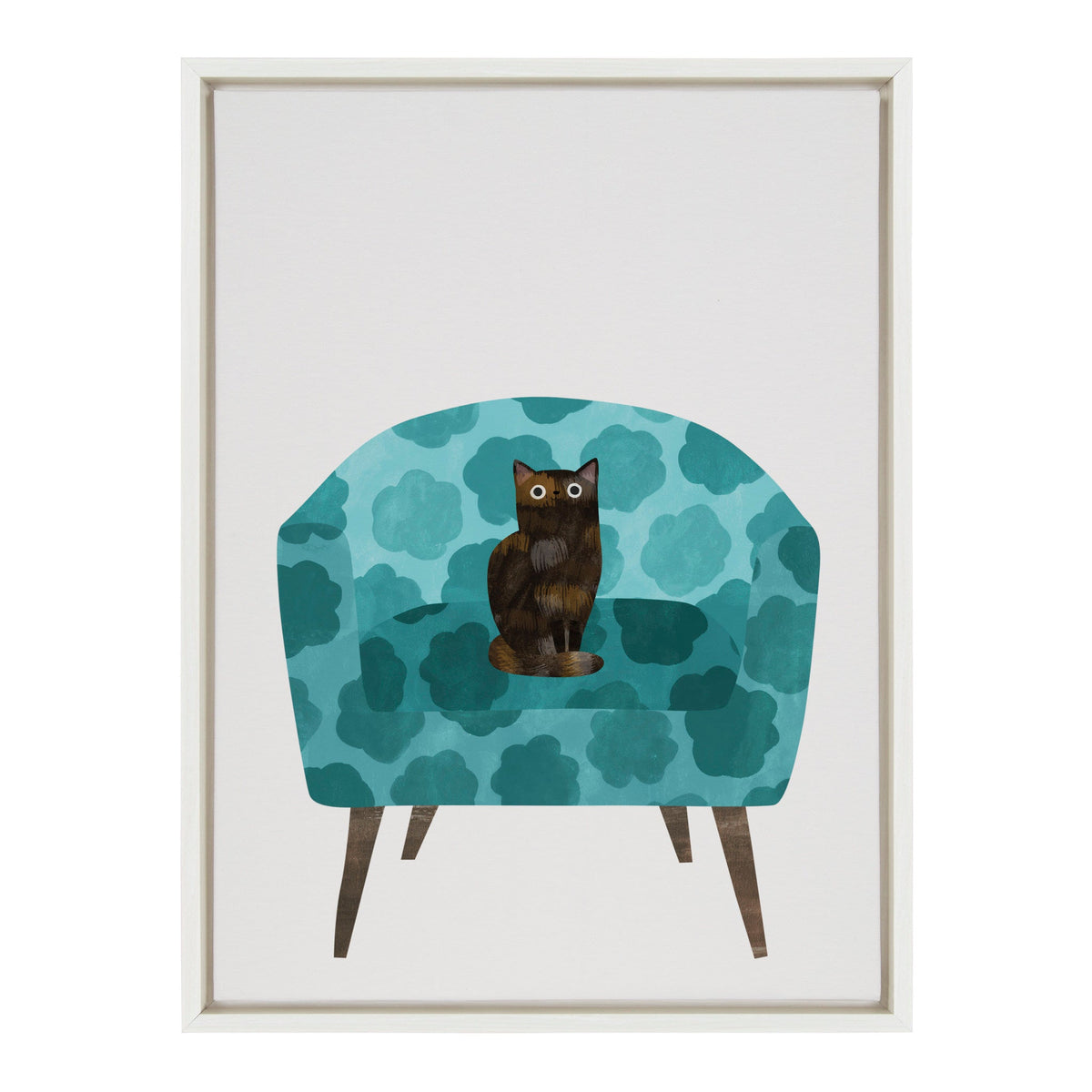 Sylvie 9 Teal Chair Framed Canvas by Planet Cat