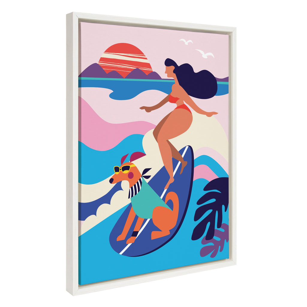 Sylvie Mid Century Modern Surf Dog Framed Canvas by Rachel Lee of My Dream Wall