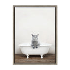 Sylvie Cat in Rustic Bath Framed Canvas by Amy Peterson Art Studio