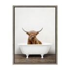 Sylvie Highland Cow in Tub Color Framed Canvas by Amy Peterson Art Studio