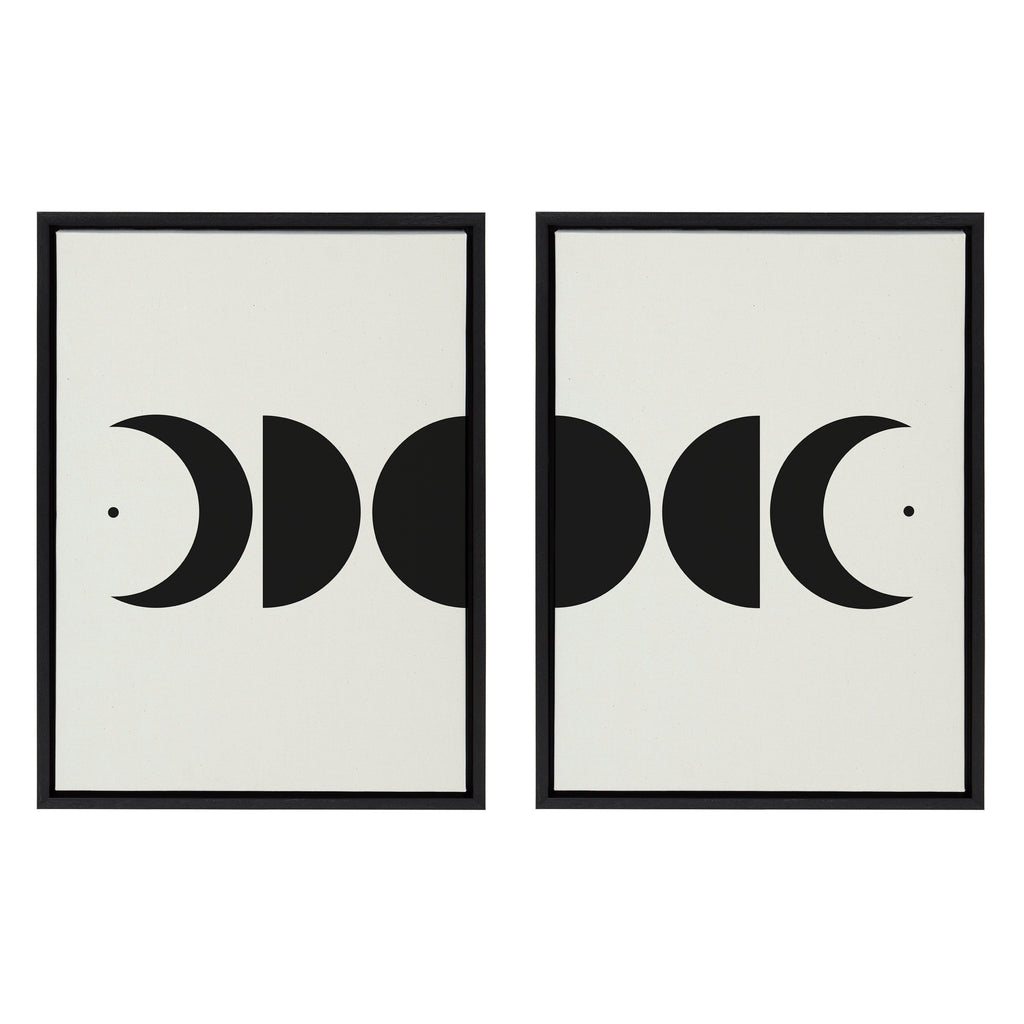 Sylvie Modern Geometric Moon Phases Framed Canvas Set by The Creative Bunch Studio