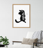 Sylvie Playful Cat BW Framed Canvas by Viola Kreczmer