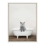 Sylvie Cat in Rustic Bath Framed Canvas by Amy Peterson Art Studio