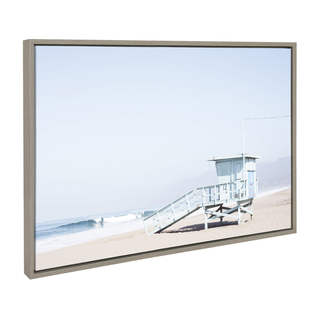 Sylvie Pale Blue Life Guard Tower Framed Canvas by Caroline Mint
