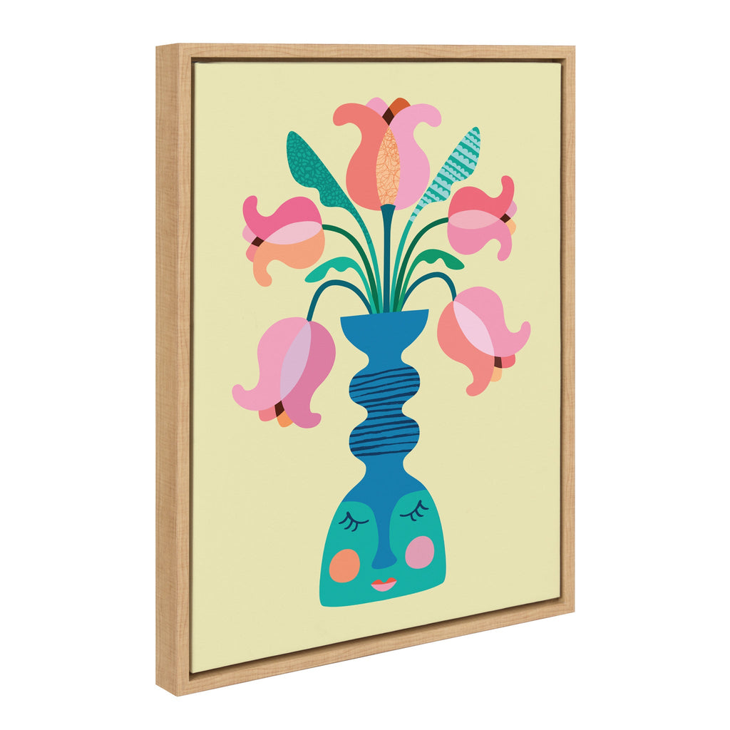 Sylvie Mid Century Modern Tulips Framed Canvas by Rachel Lee of My Dream Wall