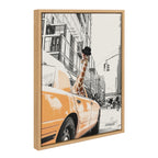 Sylvie Giraffe in New York Framed Canvas by July Art Prints