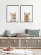Sylvie Baby Fox Front and  Back Framed Canvas by Amy Peterson Art Studio