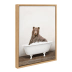 Sylvie Bear Rustic Bubble Bath Framed Canvas by Amy Peterson Art Studio
