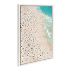 Sylvie Crowded Beach from Above Framed Canvas by Amy Peterson Art Studio