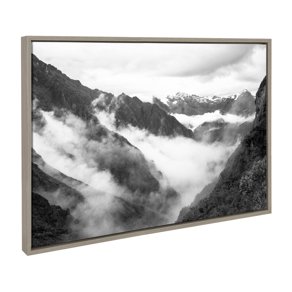 Sylvie BW Highland Cow No. 1 , Mountains, and Inca Trail Black and White Framed Canvas by Various Artists