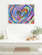 Sylvie Beaded EV Heart Burst 1 Framed Canvas by EttaVee