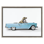Sylvie Dino Driving 1958 Blue Corvette Framed Canvas by Saint and Sailor Studios
