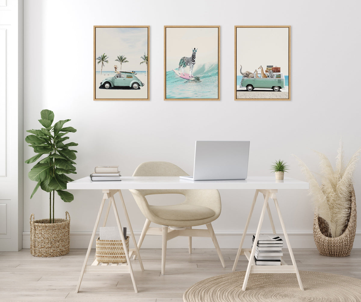Sylvie Summer Animal Adventures Framed Canvas by July Art Prints