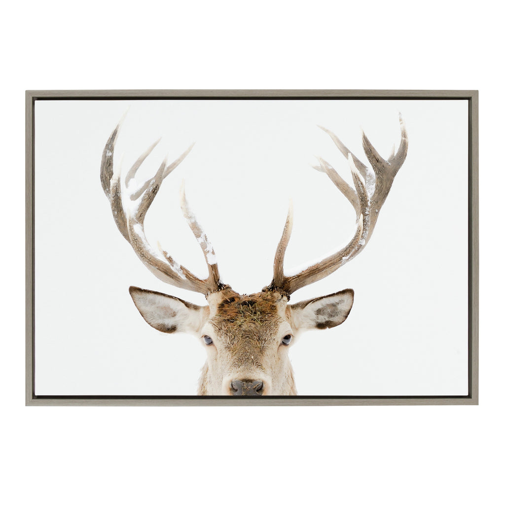 Sylvie Stag Peekaboo Framed Canvas by Amy Peterson Art Studio