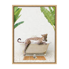 Sylvie Leopard in Bali Bath Framed Canvas by Amy Peterson Art Studio