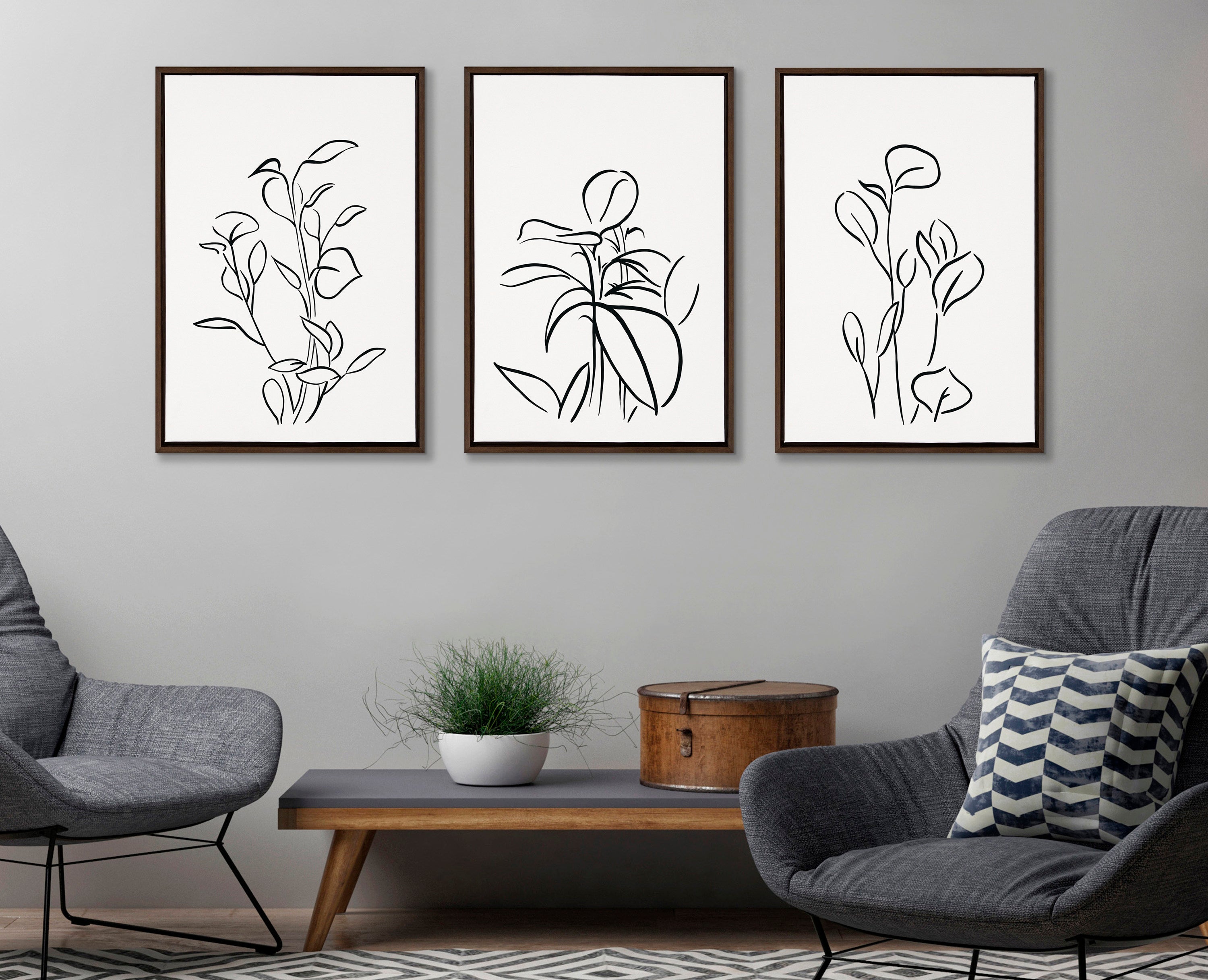 Sylvie Botanical Sketch Print No 2 Framed Canvas by The Creative Bunch Studio