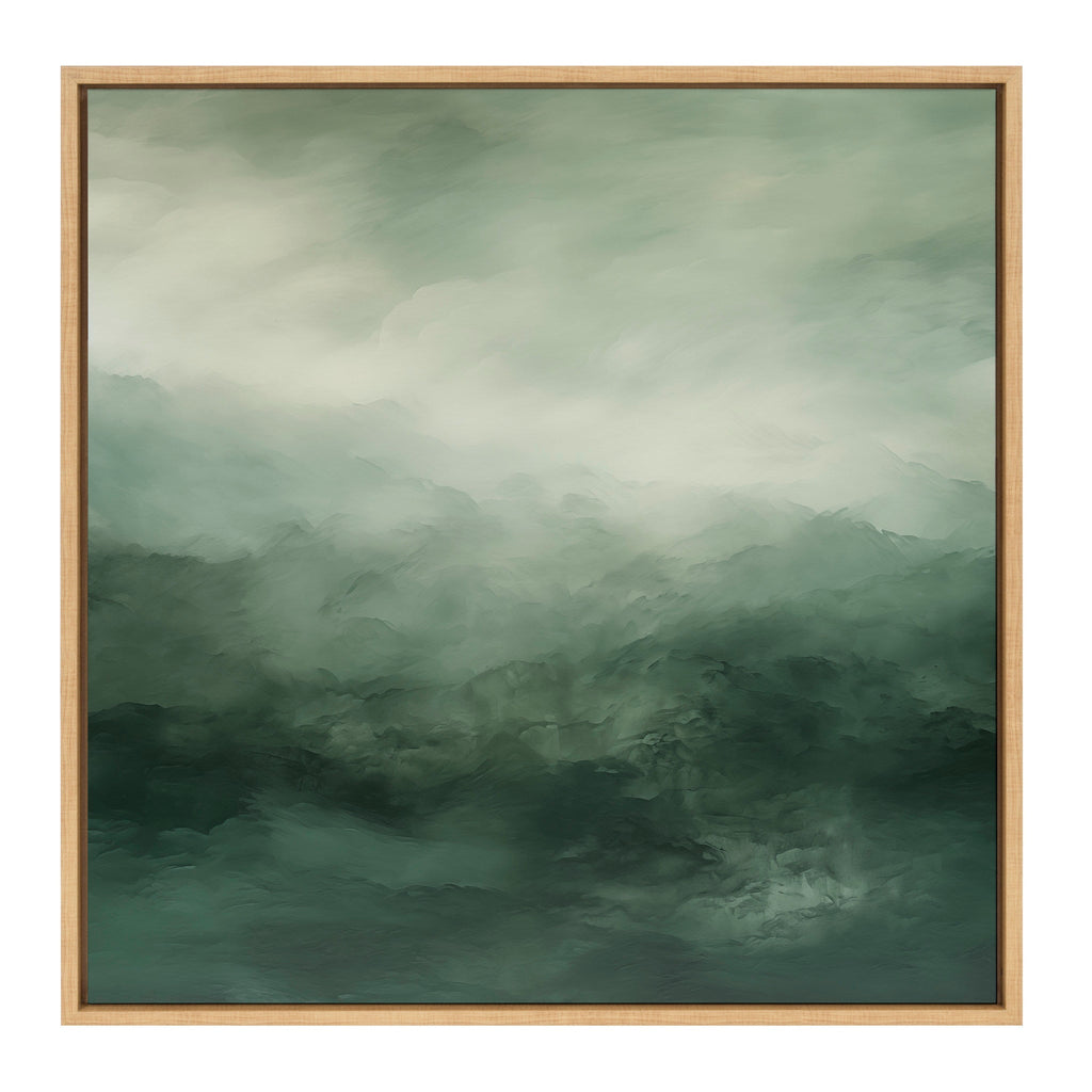 Sylvie Tonal Abstract Sage Green Framed Canvas by The Creative Bunch Studio