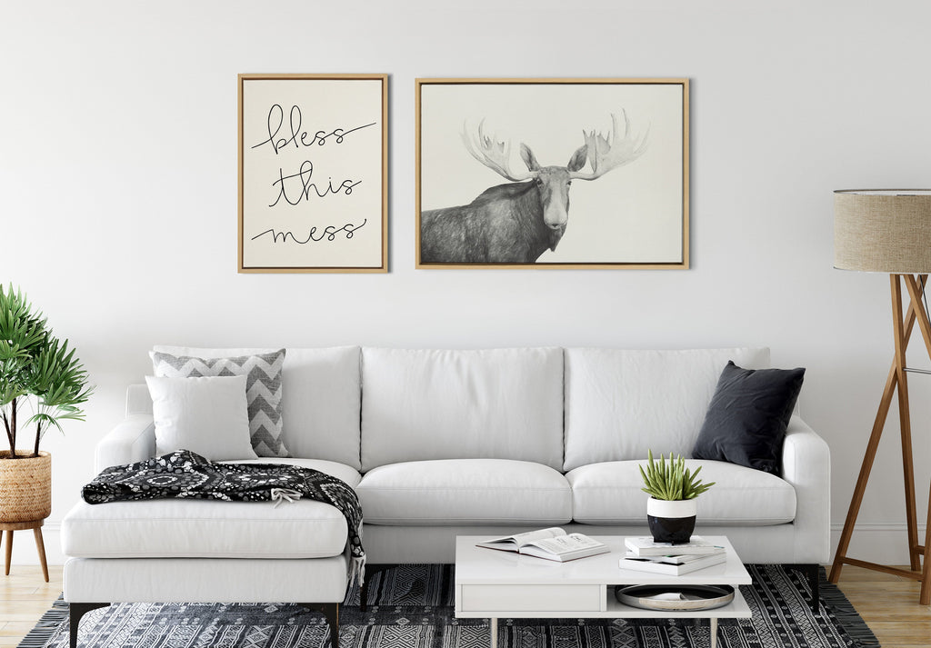 Sylvie Moose 2 crop BW Framed Canvas by Emiko and Mark Franzen of F2Images