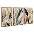 Sylvie Abstract Blue and Gray Earth Tone Botanical Framed Canvas Art Set by The Creative Bunch Studio