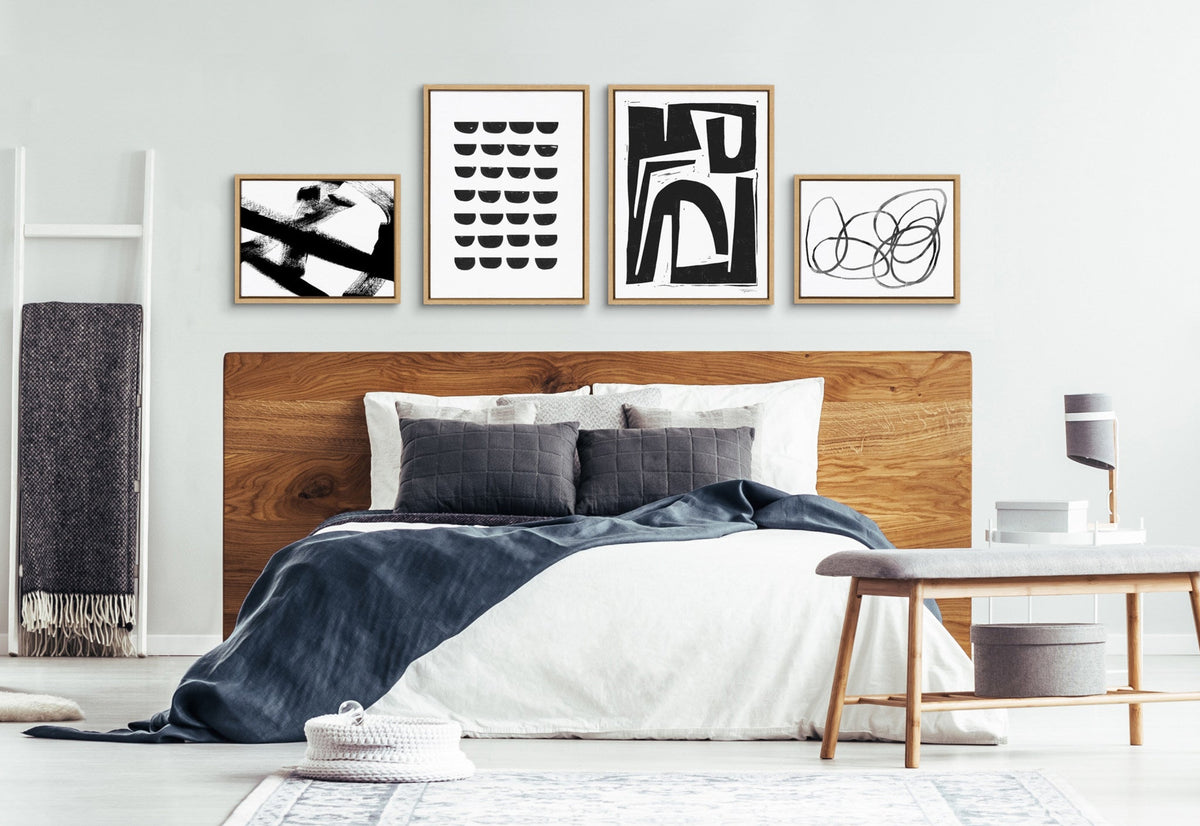 Sylvie Modern Abstract Framed Canvas Set
