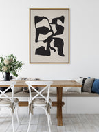 Sylvie Distorted Shapes of Black and Tan Framed Canvas by The Creative Bunch Studio