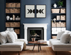 Sylvie Modern Geometric Moon Phases Framed Canvas Set by The Creative Bunch Studio