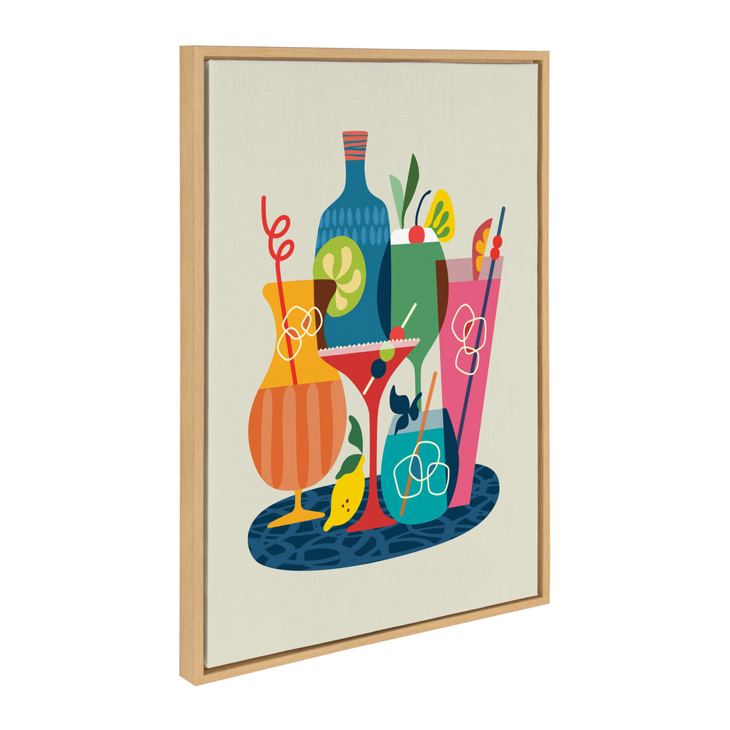 Sylvie Mid Century Modern Cocktails Framed Canvas by Rachel Lee of My Dream Wall