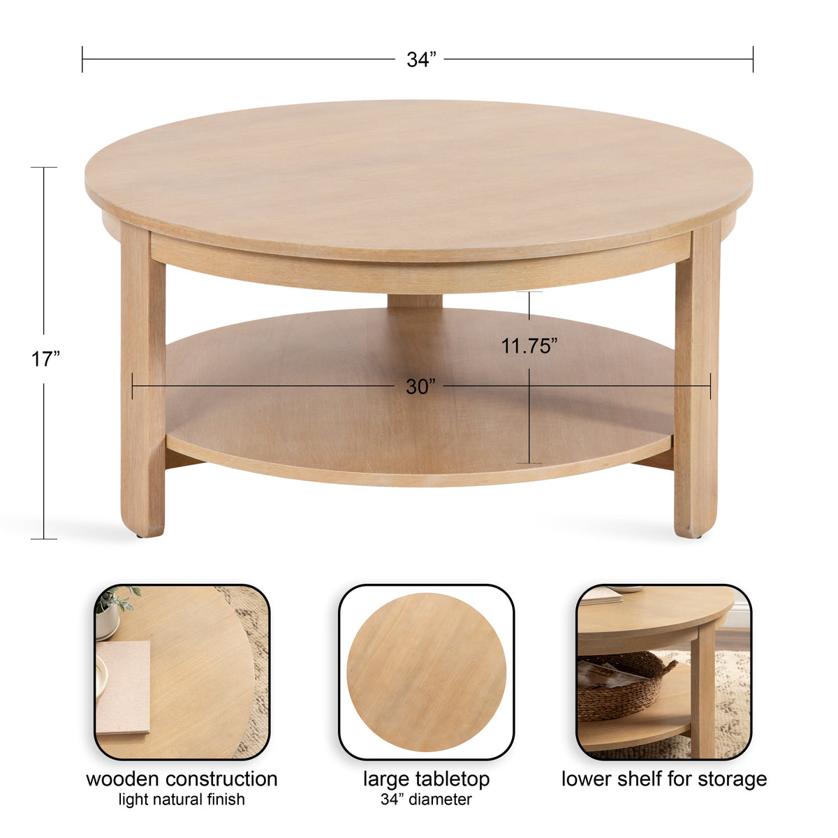 Foxford Round Wood Coffee Table