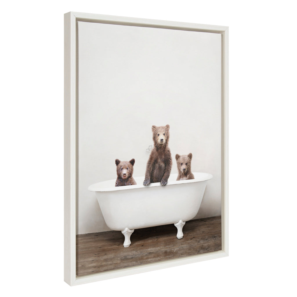 Sylvie Three Little Bears in Vintage Bathtub Framed Canvas by Amy Peterson Art Studio