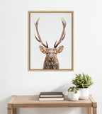Sylvie The Red Deer Color Framed Canvas by Simon Te of Tai Prints