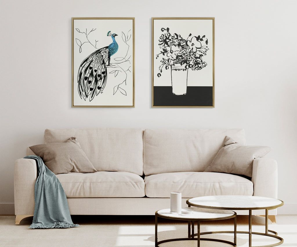 Sylvie 658 Peacock Framed Canvas by Teju Reval of SnazzyHues