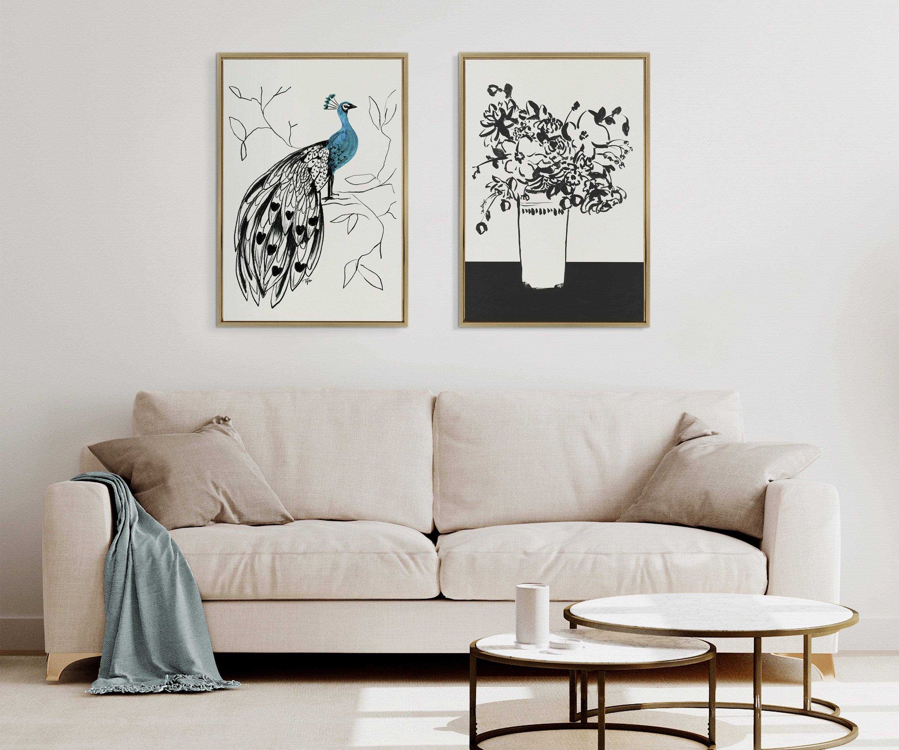Sylvie 658 Peacock Framed Canvas by Teju Reval of SnazzyHues