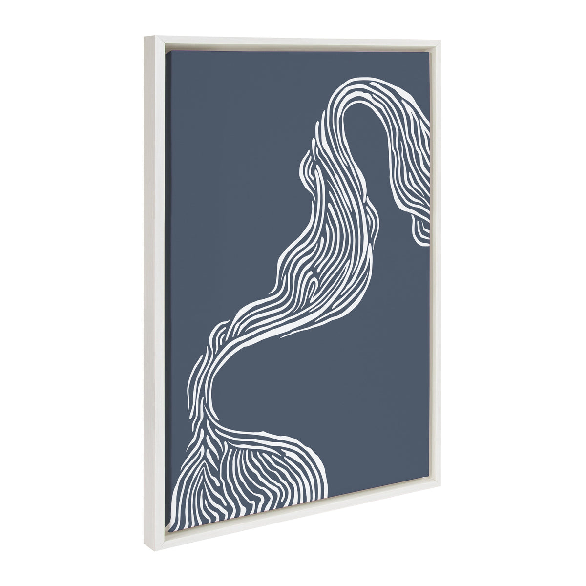 Sylvie Rich Blue Abstract River Framed Canvas by The Creative Bunch Studio