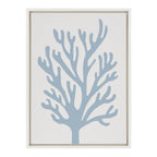 Sylvie Abstract Coral Ocean Blue Framed Canvas by The Creative Bunch Studio