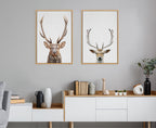 Sylvie The Red Deer Color Framed Canvas by Simon Te of Tai Prints