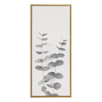 Sylvie Eucalyptus Botanical II Gray and Soft White Framed Canvas by The Creative Bunch Studio