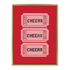 Sylvie Cheers Pink Red Ticket Framed Canvas by Alli Standefer