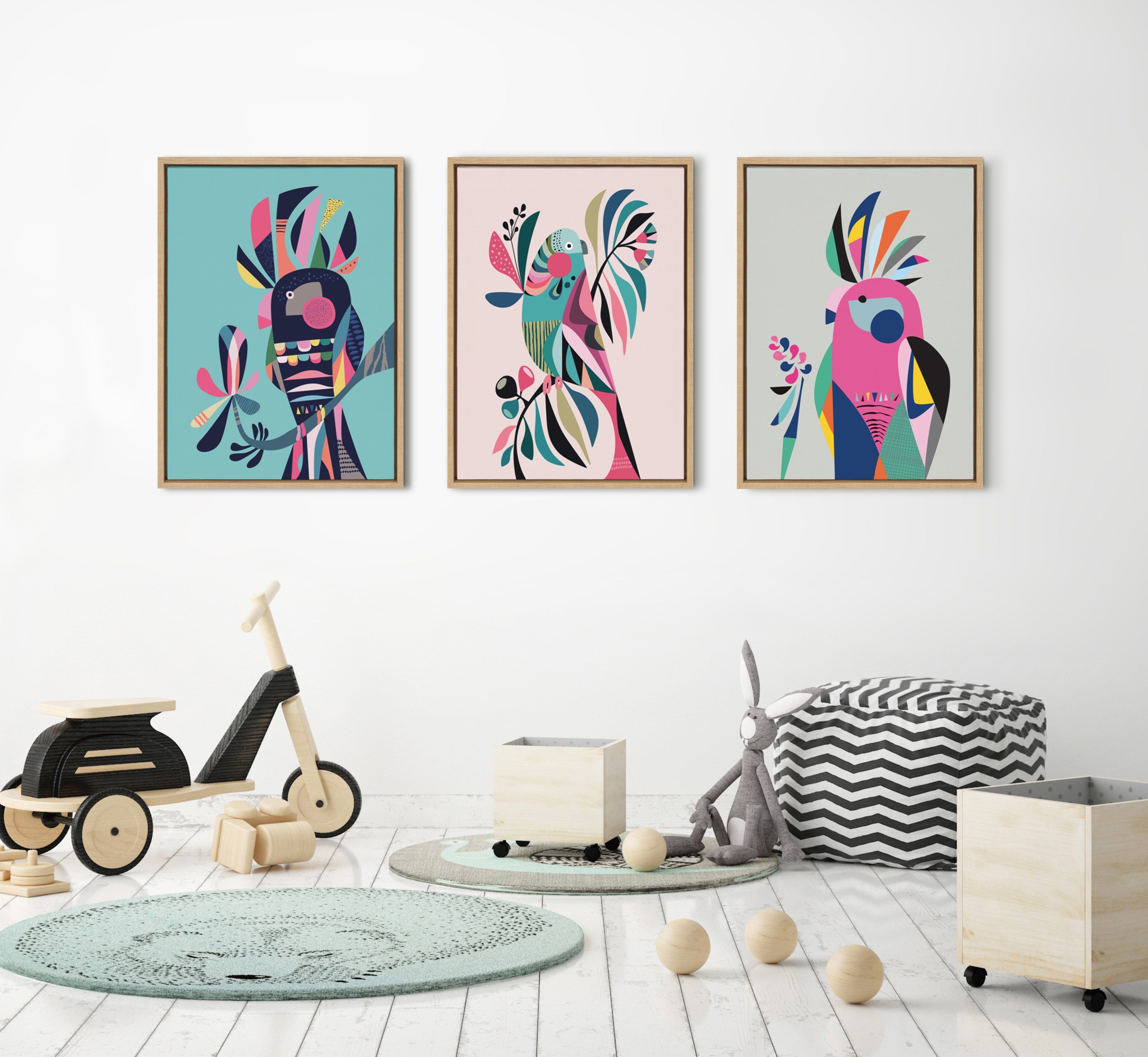 Sylvie Galah Framed Canvas by Rachel Lee of My Dream Wall