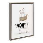 Sylvie Stacked Farm Animals Framed Canvas by Amy Peterson