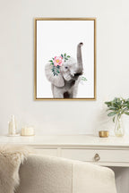 Sylvie Flower Crown Elephant Framed Canvas by Amy Peterson Art Studio