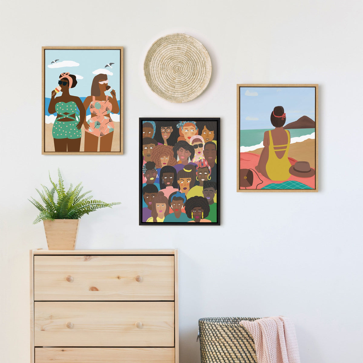 Sylvie Beach Solo Framed Canvas by Queenbe Monyei