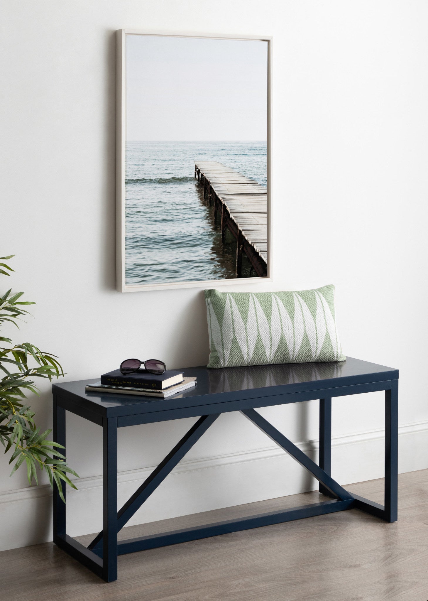 Sylvie White Lake Pier Framed Canvas by Amy Peterson