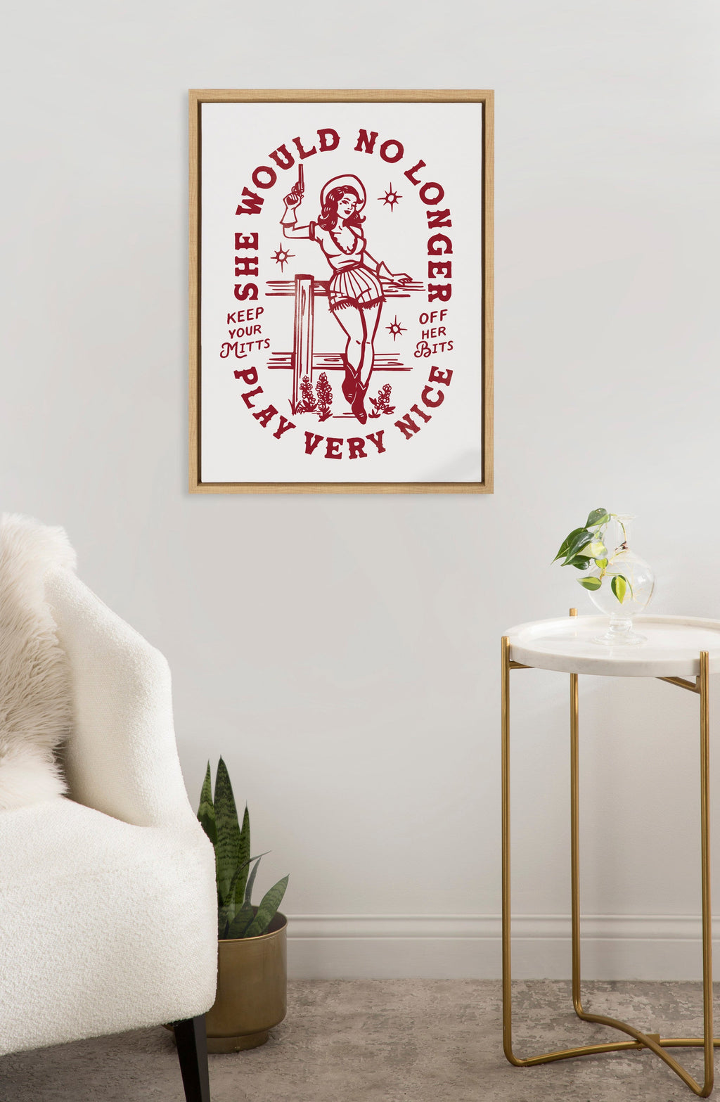 Sylvie Mitts Off Framed Canvas by The Whiskey Ginger